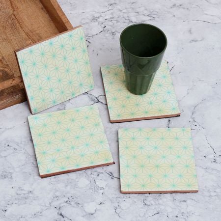 Beautiful Pattern Wooden Coasters for Decor - Pack of 4